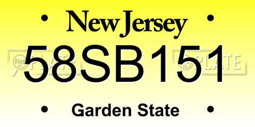 58SB151 New Jersey License Plate