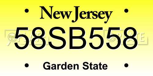 58SB558 New Jersey License Plate