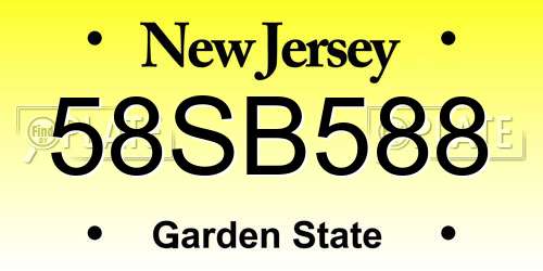 58SB588 New Jersey License Plate