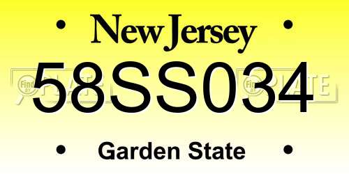 58SS034 New Jersey License Plate
