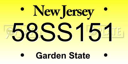 58SS151 New Jersey License Plate