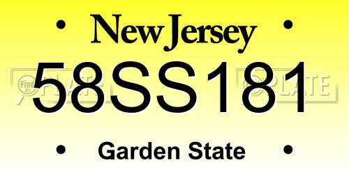 58SS181 New Jersey License Plate