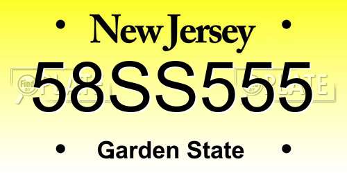 58SS555 New Jersey License Plate