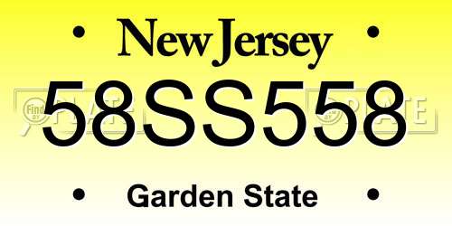 58SS558 New Jersey License Plate