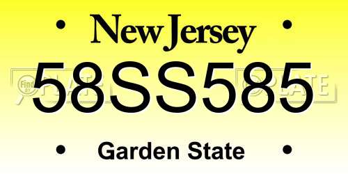 58SS585 New Jersey License Plate