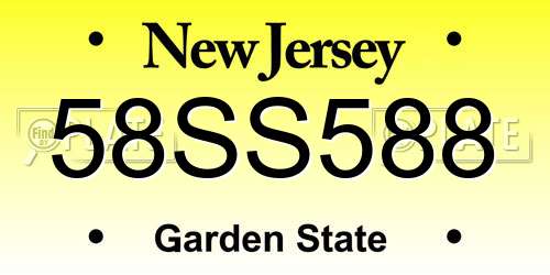 58SS588 New Jersey License Plate