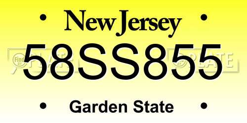 58SS855 New Jersey License Plate