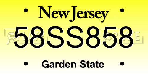 58SS858 New Jersey License Plate