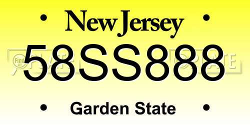 58SS888 New Jersey License Plate