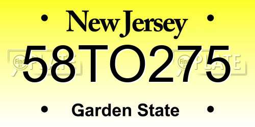 58TO275 New Jersey License Plate