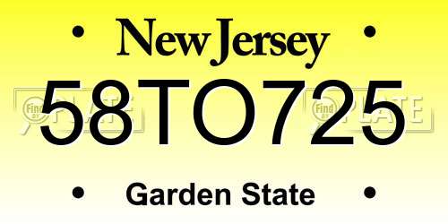 58TO725 New Jersey License Plate