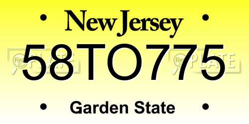 58TO775 New Jersey License Plate