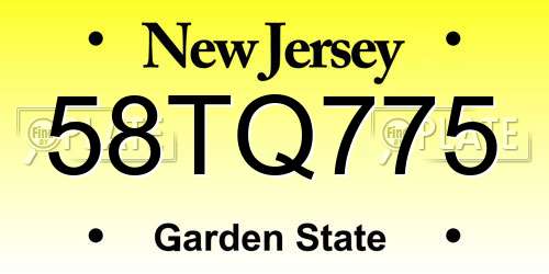 58TQ775 New Jersey License Plate