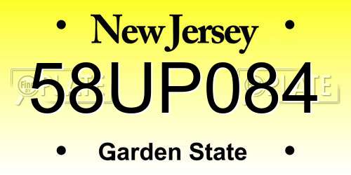 58UP084 New Jersey License Plate