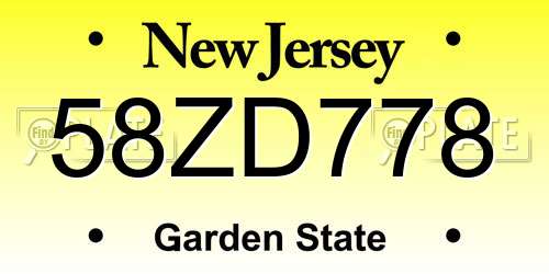 58ZD778 New Jersey License Plate