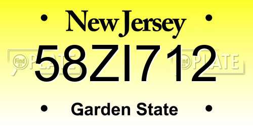 58ZI712 New Jersey License Plate