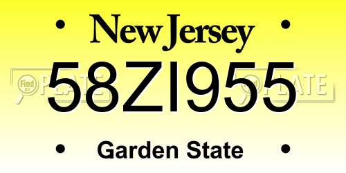 58ZI955 New Jersey License Plate