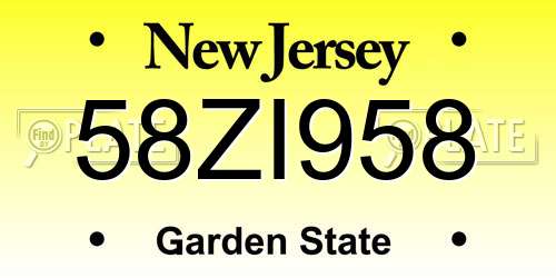 58ZI958 New Jersey License Plate