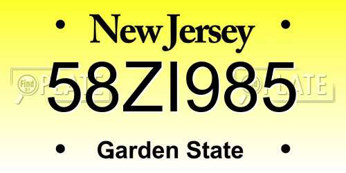 58ZI985 New Jersey License Plate