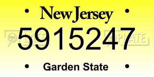5915247 New Jersey License Plate
