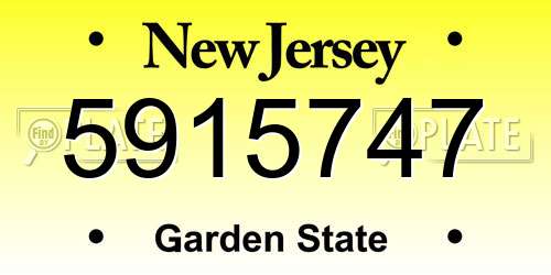 5915747 New Jersey License Plate