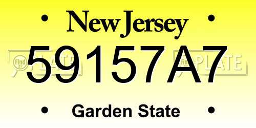 59157A7 New Jersey License Plate