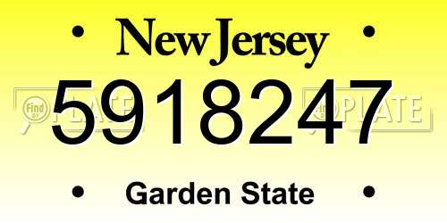 5918247 New Jersey License Plate