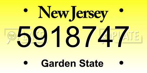 5918747 New Jersey License Plate