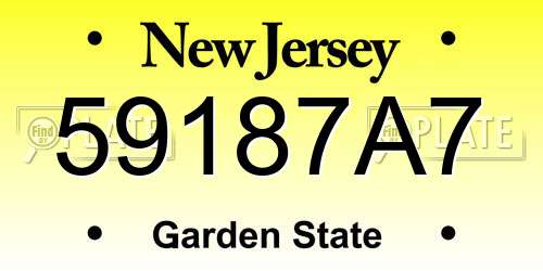 59187A7 New Jersey License Plate