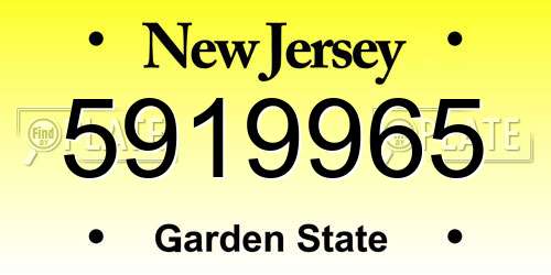 5919965 New Jersey License Plate