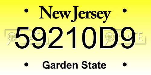 59210D9 New Jersey License Plate
