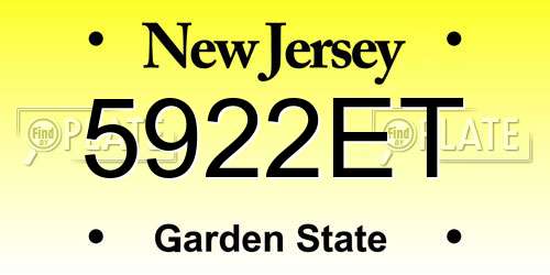 5922ET New Jersey License Plate