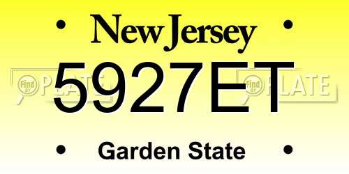 5927ET New Jersey License Plate
