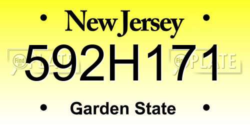 592H171 New Jersey License Plate