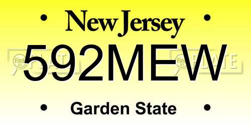 592MEW New Jersey License Plate