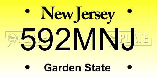 592MNJ New Jersey License Plate