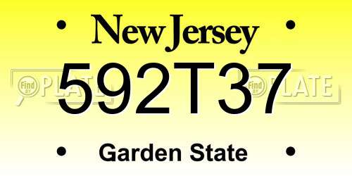 592T37 New Jersey License Plate