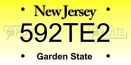 592TE2 New Jersey License Plate