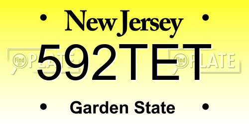 592TET New Jersey License Plate