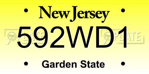 592WD1 New Jersey License Plate