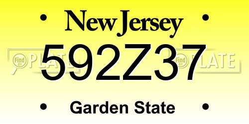 592Z37 New Jersey License Plate