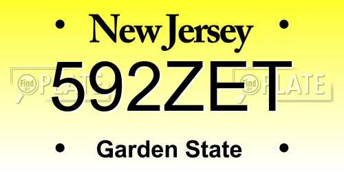 592ZET New Jersey License Plate