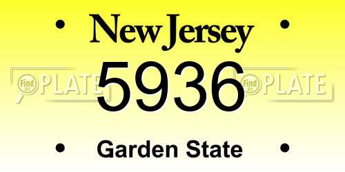 5936 New Jersey License Plate