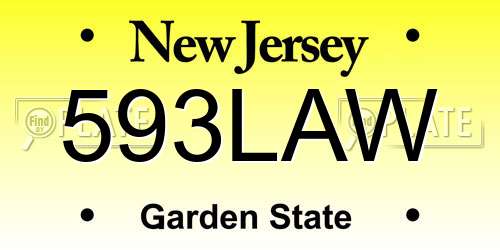 593LAW New Jersey License Plate
