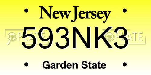 593NK3 New Jersey License Plate