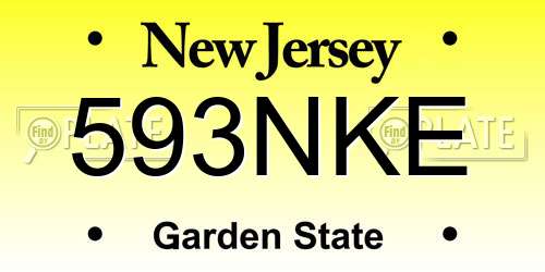 593NKE New Jersey License Plate