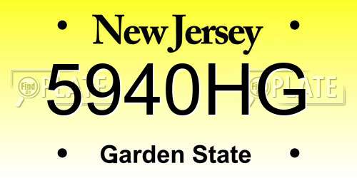 5940HG New Jersey License Plate
