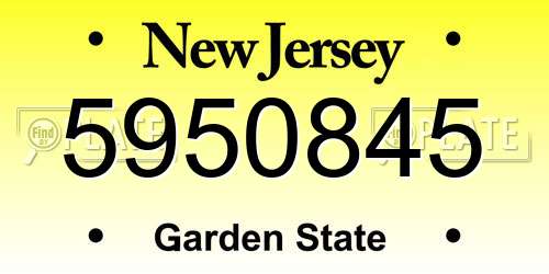 5950845 New Jersey License Plate
