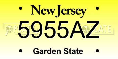 5955AZ New Jersey License Plate