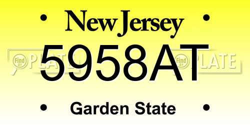 5958AT New Jersey License Plate